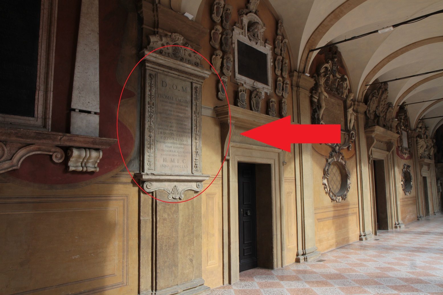 Tommaso Laghi's memorial tablet, Palazzo Archiginnasio, Bologna - 01.JPG